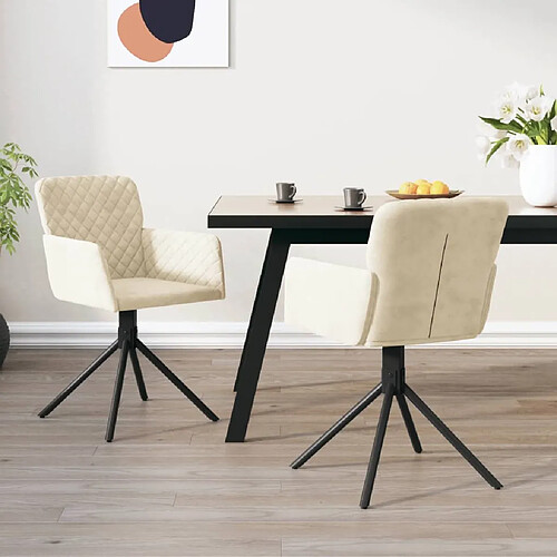 vidaXL Chaises pivotantes à manger lot de 2 Crème Velours