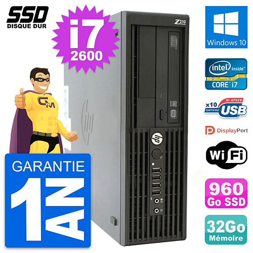 PC HP WorkStation Z210 SFF Intel i7-2600 RAM 32Go SSD 960Go Windows 10 Wifi · Occasion