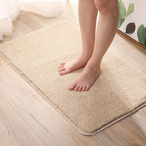 LUUCOZK Tapis de bain antidérapants absorbants à séchage rapide, tapis de décoration de salle de bain-beige-60x90cm