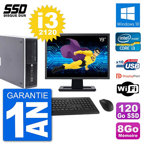 PC HP Compaq Pro 6300 SFF Ecran 19" i3-2120 RAM 8Go SSD 120Go Windows 10 Wifi · Occasion