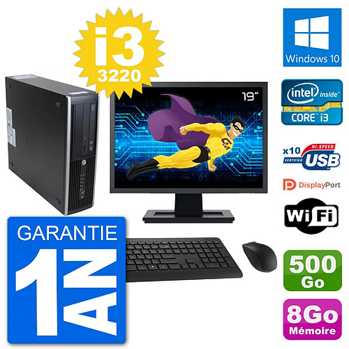 PC HP 8300 SFF Ecran 19" Intel i3-3220 RAM 8Go Disque 500Go Windows 10 Wifi · Occasion