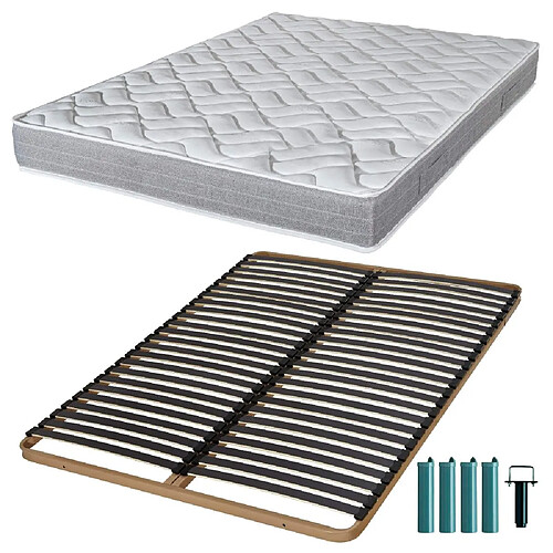 Ebac Matelas mousse + Sommier métal C224 140x190 Maryland - Hauteur 20 cm - Soutien ferme