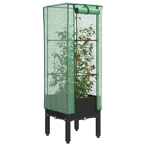 vidaXL Jardinière surélevée avec housse aspect rotin 40x40x140 cm