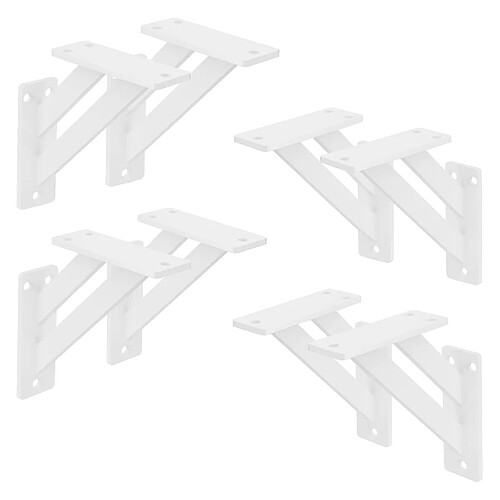 ML-Design 8x Équerres étagère mural support d'angle en aluminium blanc robuste 120x120 mm