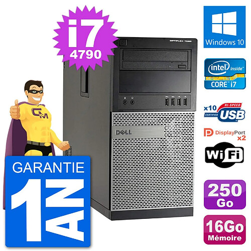 PC Tour Dell 7020 Intel Core i7-4790 RAM 16Go Disque Dur 250Go Windows 10 Wifi · Occasion