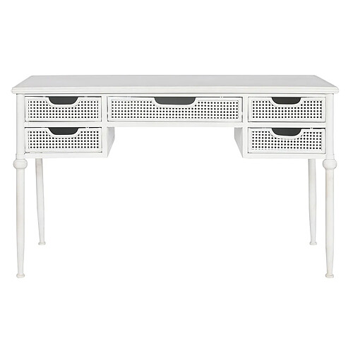 Pegane Table de bureau, meuble du bureau en métal avec 5 tiroirs coloris blanc - longueur 122 x profondeur 50 x Hauteur 76 cm