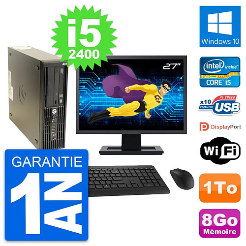 PC HP Z210 SFF Ecran 27" Intel Core i5-2400 RAM 8Go Disque 1To Windows 10 Wifi · Occasion