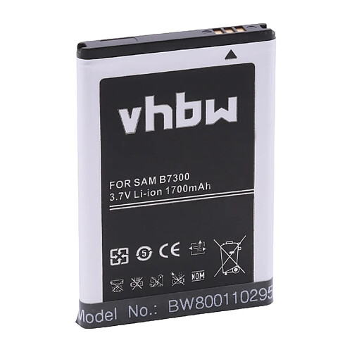 vhbw Li-Ion Batterie 1700mAh (3.7V) pour téléphone, smartphone Samsung B7330 Omnia Pro, B7620 Giorgio Armani, CH-R720 comme EB504465VU, CPLD-69.