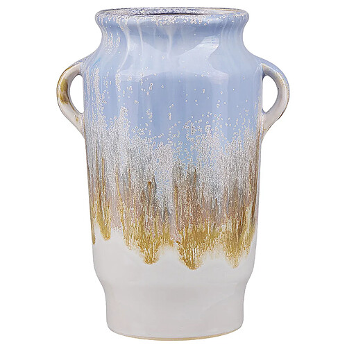 Beliani Vase à fleurs GERRHA fait à la main Céramique 25 cm Bleu clair