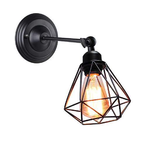 Stoex Applique Mural Industrielle Design forme Cage Diamant Ajustable Lampe de Plafond Métal Luminaire pour Salon Chambre Salle à manger(Sans amp