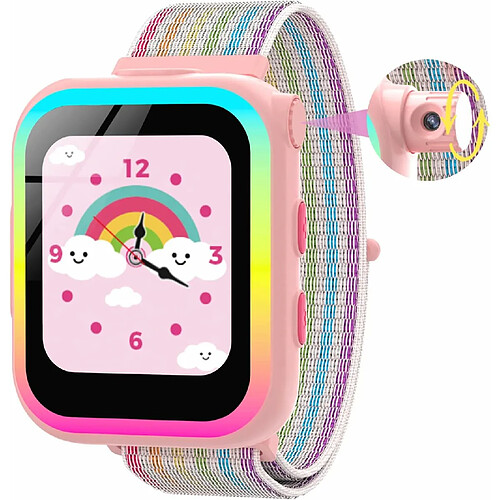 Vendos85 Montre Connectée Enfant Caméra Rotative avec Podomètre/12 Jeux/Musique/Livre de Contes