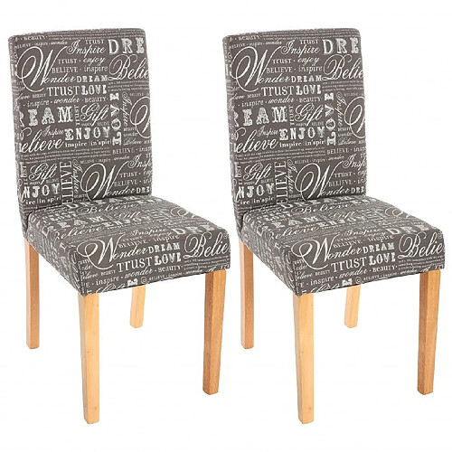 Decoshop26 Lot de 2 chaises de salle à manger en tissu imprimé gris pieds clairs CDS04019