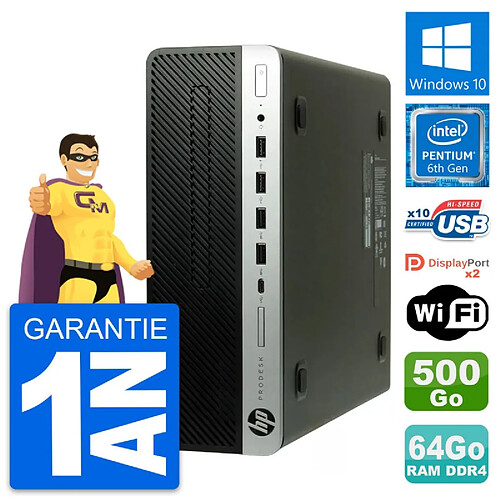 PC HP ProDesk 600 G3 SFF Intel G4400 RAM 64Go Disque Dur 500Go Windows 10 Wifi · Occasion