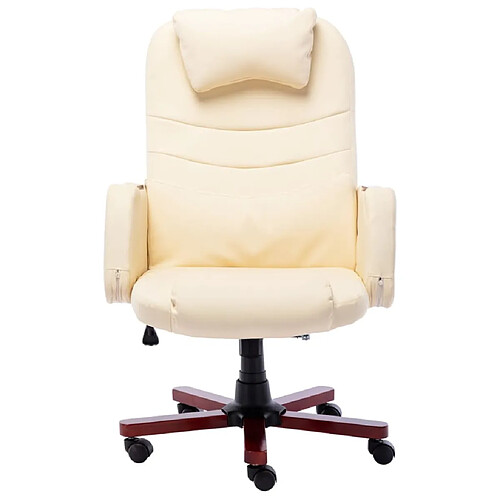 Maison Chic Chaise Gaming | Chaise de bureau Ergonomique Fauteuil Crème Similicuir -GKD96565