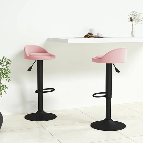 vidaXL Tabourets de bar lot de 2 rose velours