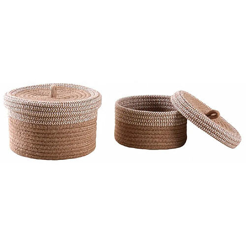 Aubry Gaspard Boite en jute naturelle et blanche (Lot de 2).