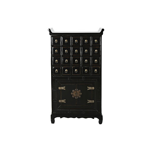 Visiodirect Commode en bois noir avec 20 tiroirs et 2 portes - Largeur 57 x Hauteur 103 x Profondeur 32cm