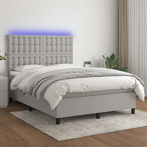 Sommier à lattes,Cadre à lattes de lit et matelas et LED pour Adulte Gris clair 140x190 cm -MN33372