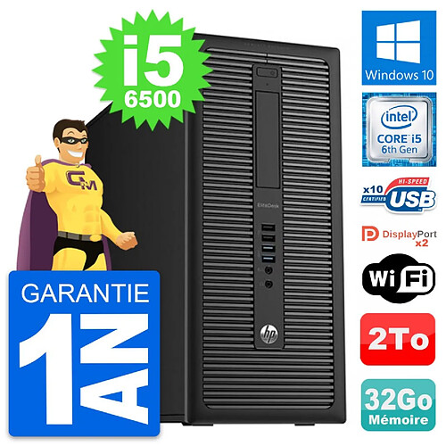 PC Tour HP EliteDesk 800 G2 Intel i5-6500 RAM 32Go Disque Dur 2To Windows 10 Wifi · Occasion