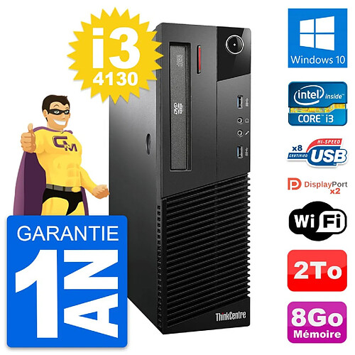 PC Lenovo ThinkCentre M93p SFF Intel i3-4130 RAM 8Go Disque 2To Windows 10 Wifi · Occasion