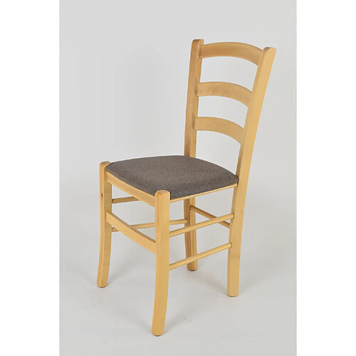 Tommychairs - Set 2 chaises Venice pour la Cuisine et Bar, Structure en Bois Coleur Naturel et Assise en Tissu Coleur Chevreuil