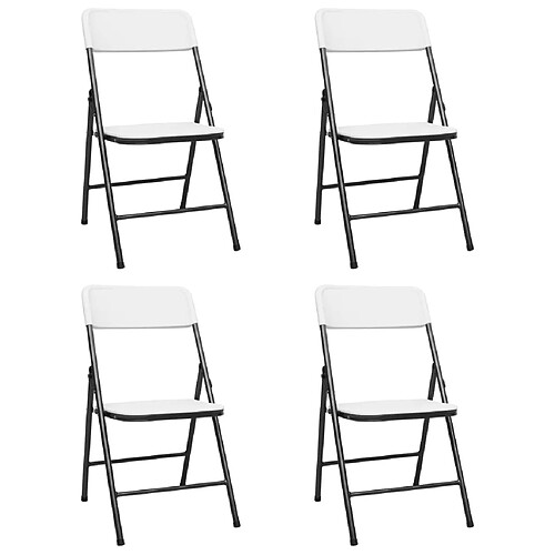 vidaXL Chaises de jardin pliables lot de 4 PEHD Blanc