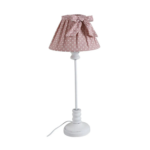 Aubry Gaspard Lampe en bois et coton à pois rose.