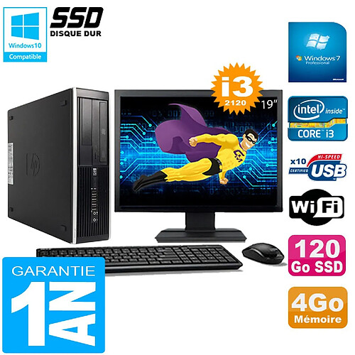 PC HP Compaq Pro 6300 SFF I3-2120 4Go 120Go SSD Graveur DVD Wifi W7 Ecran 19" · Occasion