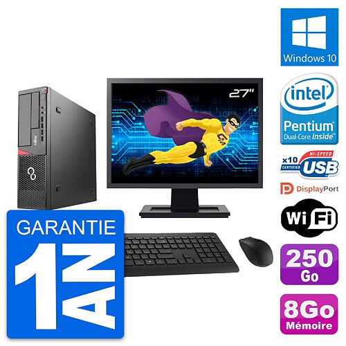 PC Fujitsu E720 DT Ecran 27" Intel G3220 RAM 8Go Disque 250Go Windows 10 Wifi · Occasion