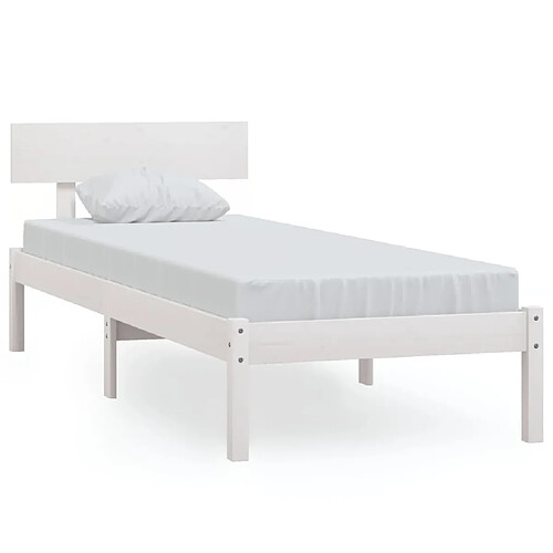 Maison Chic Lit Moderne Chambre - Cadre/structure de lit pour adulte Blanc Bois de pin massif 100x200 cm -MN10058