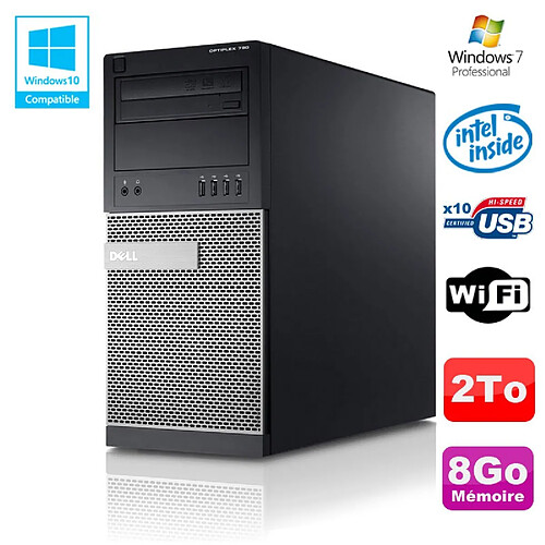 PC Tour Dell Optiplex 790 Intel G630 2,7Ghz 8Go Disque 2000Go DVD WIFI Win 7 · Occasion