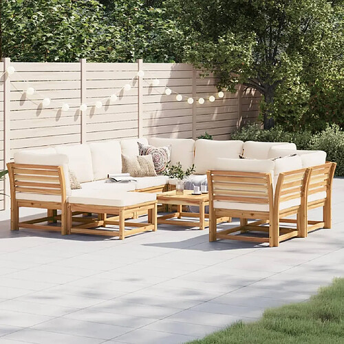 vidaXL Salon de jardin avec coussins 10 pcs bois massif d'acacia