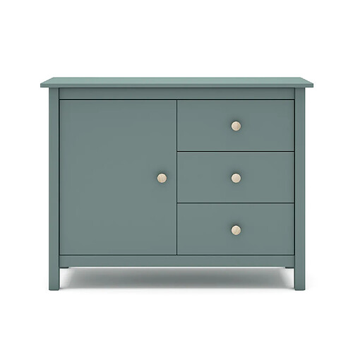 Pegane Commode, meuble de rangement avec 3 tiroirs en pin coloris vert pétrole - Longueur 90 x Profondeur 40 x Hauteur 80 cm