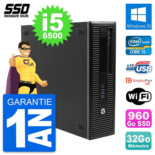 PC HP EliteDesk 800 G2 SFF Intel Core i5-6500 RAM 32Go SSD 960Go Windows 10 Wifi · Occasion