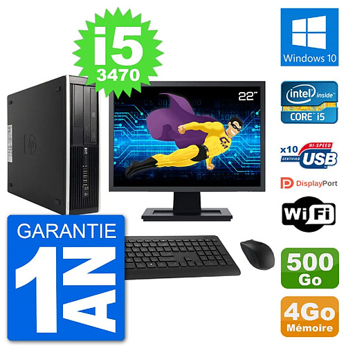 PC HP 8300 SFF Ecran 22" Intel i5-3470 RAM 4Go Disque 500Go Windows 10 Wifi · Occasion