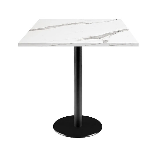 Restootab Table 70x70cm - modèle Rome marbre blanc