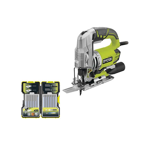 Pack RYOBI Scie sauteuse pendulaire électrique 680W RJS1050-K - Coffret de 20 lames RAK20JB