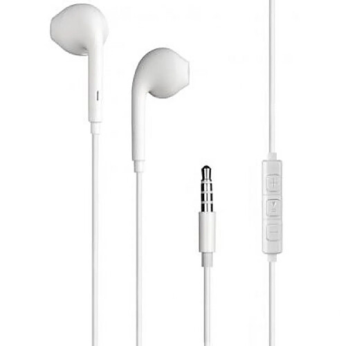 BigBen Connected Ecouteurs Jack 3.5mm Bouton avec Télécommande et Micro Blanc