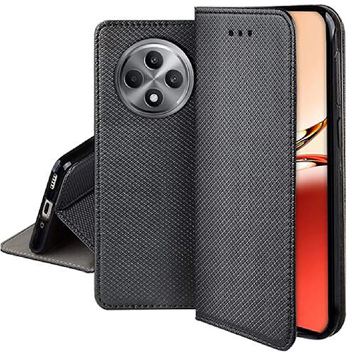 Htdmobiles Housse etui portefeuille avec coque interieure en silicone pour Oppo Reno 12 F et Reno 12 FS 5G + verre trempe - NOIR MAGNET