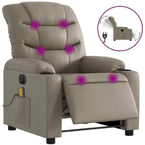 Maison Chic Fauteuil Relax pour salon, Fauteuil de massage inclinable électrique cappuccino similicuir -GKD18356