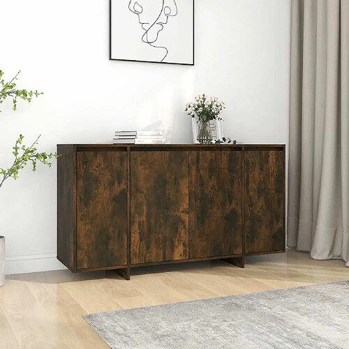 Maison Chic Buffet,Meuble de Rangement,commode pour salon,Cuisine Chêne fumé 135x41x75 cm Aggloméré -MN37538