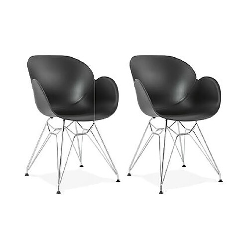 Mes Lot de 2 fauteuils design noir piétement métal - UMILA