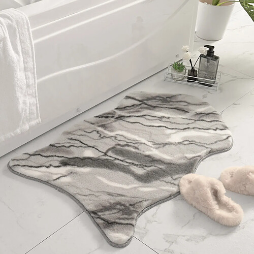 LUUCOZK Tapis de bain antidérapants absorbants à séchage rapide, tapis de décoration de salle de bain-gris-60 x 120cm