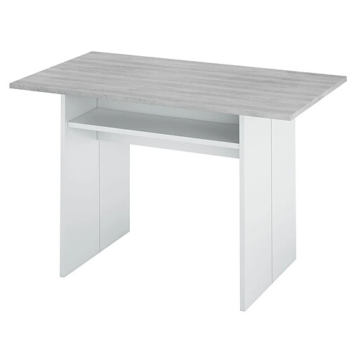 Table escamotable, blanc artic/béton - Dim : 75 x 120 x 35 cm -PEGANE-