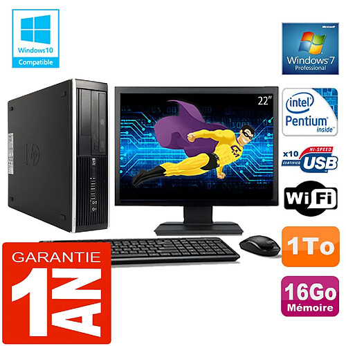 PC HP Compaq 8300 SFF Intel G850 Ram 16Go Disque 1 To Wifi W7 Ecran 22" · Occasion