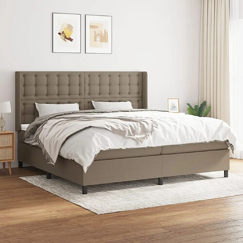 vidaXL Sommier à lattes de lit avec matelas Taupe 200x200 cm Tissu