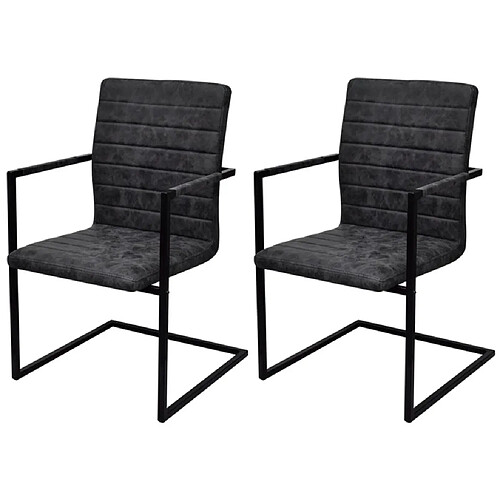 Decoshop26 Lot de 2 chaises de salle à manger cuisine cantilever design moderne synthétique noir CDS020372