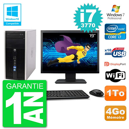 PC HP 6300 MT Ecran 19" Core i7-3770 RAM 4Go Disque 1To Graveur DVD Wifi W7 · Occasion