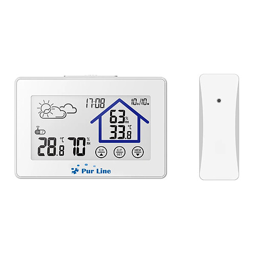 Purline Station météo tactile avec hygromètre et capteur extérieur