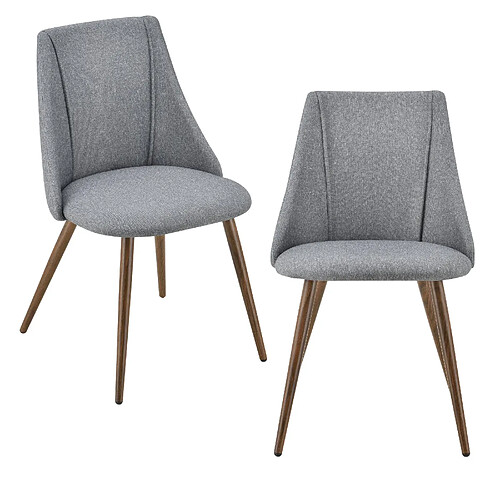 Helloshop26 Lot de 2 chaises de salle à manger cuisine rembourrée en textile pieds métal siège fauteuil de salon 83 cm gris 03_0005731